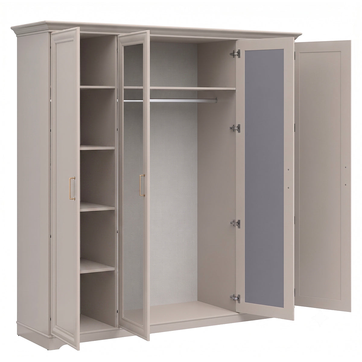 Armoire 4 portes miroirs Perle Cachemire - vue 2