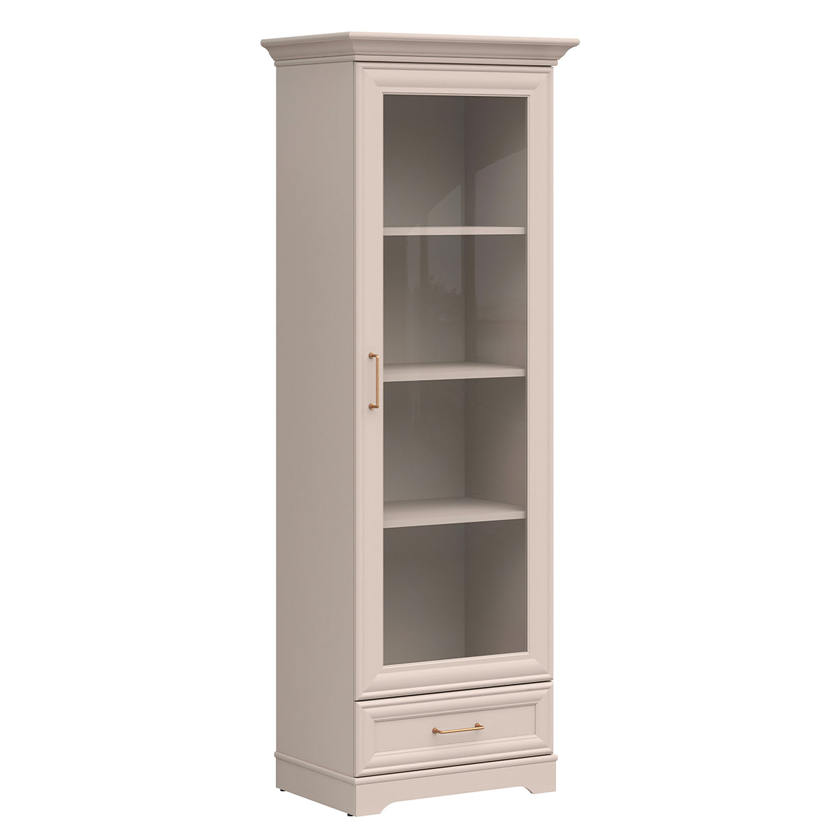 Vitrine 1 porte 1 tiroir Perle Cachemire