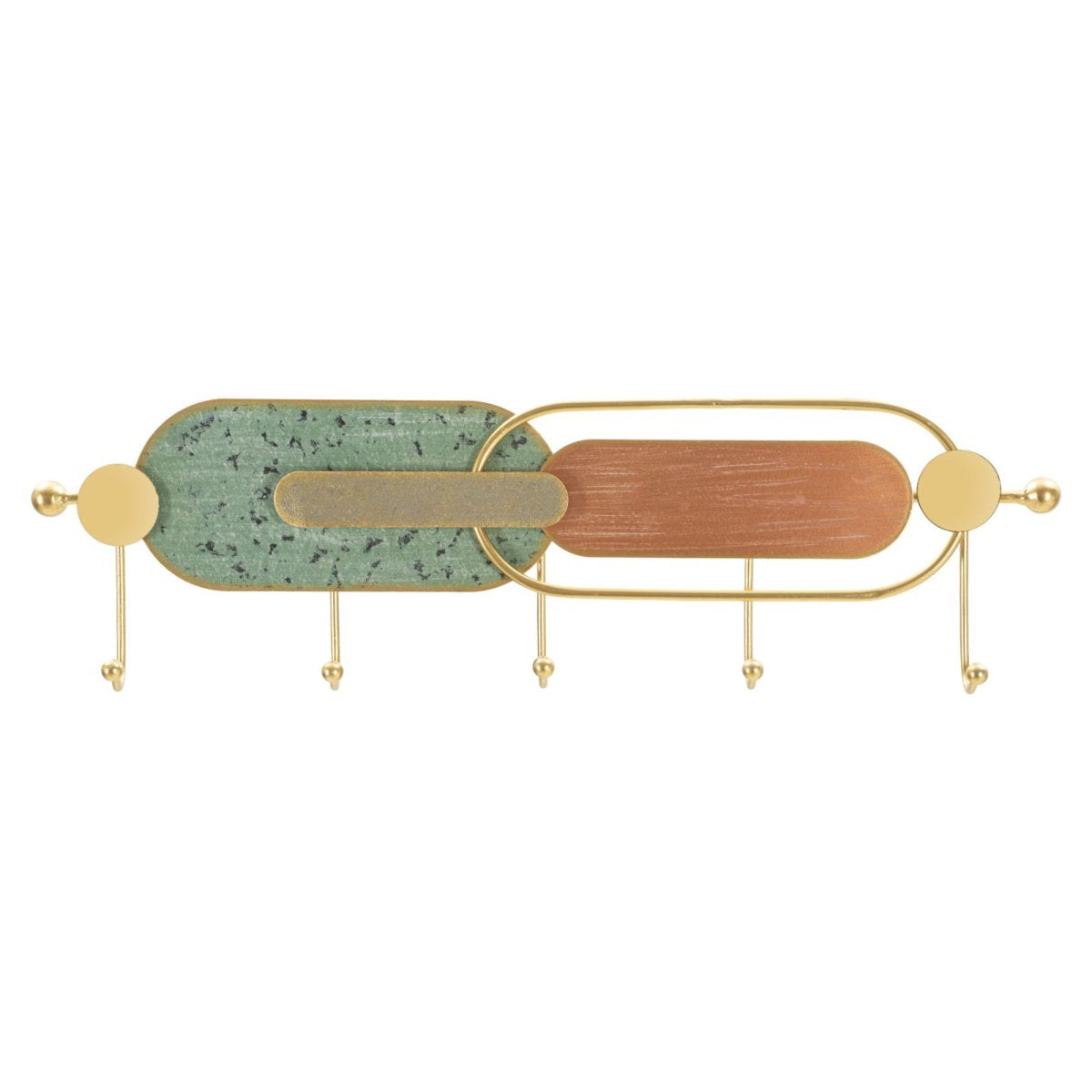 Porte-manteau mural 5 patères Apoline Dorée et Vert - vue 2