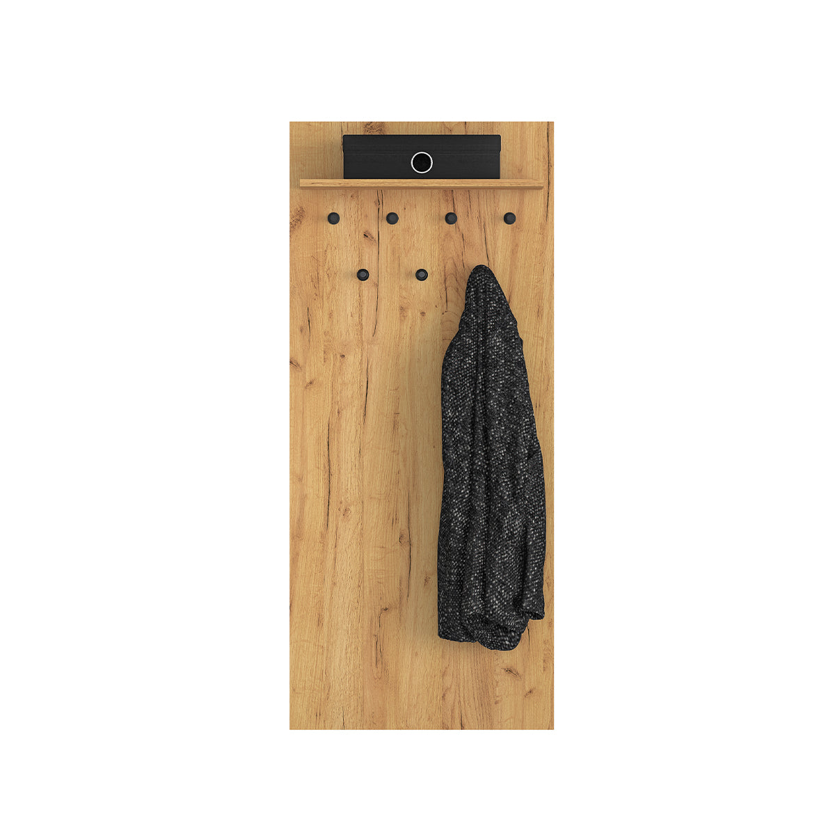Porte-manteau mural 7 patères 1 étagère Nilo Bois - vue 2