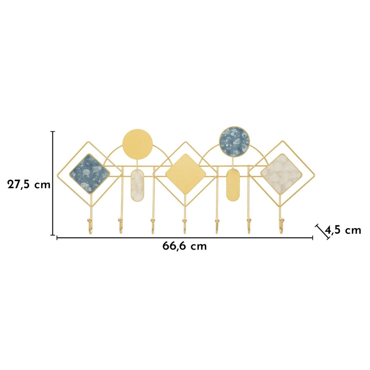 Porte-manteau mural 7 patères Sybille Doré et Bleu - vue 6