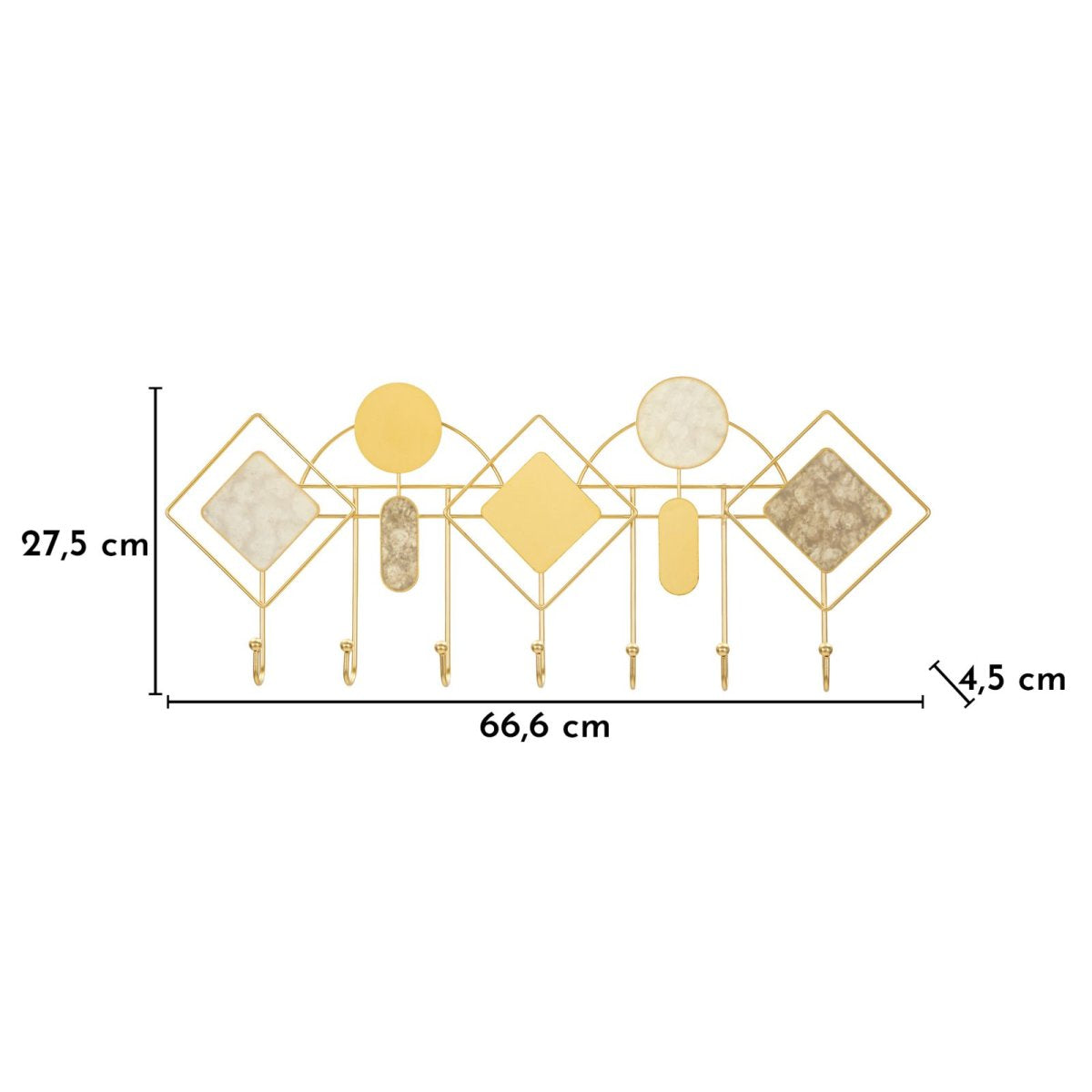 Porte-manteau mural 7 patères Sybille Doré et Jaune - vue 6