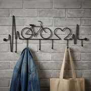 Porte-manteau mural vélo 6 patères Sasha Noir