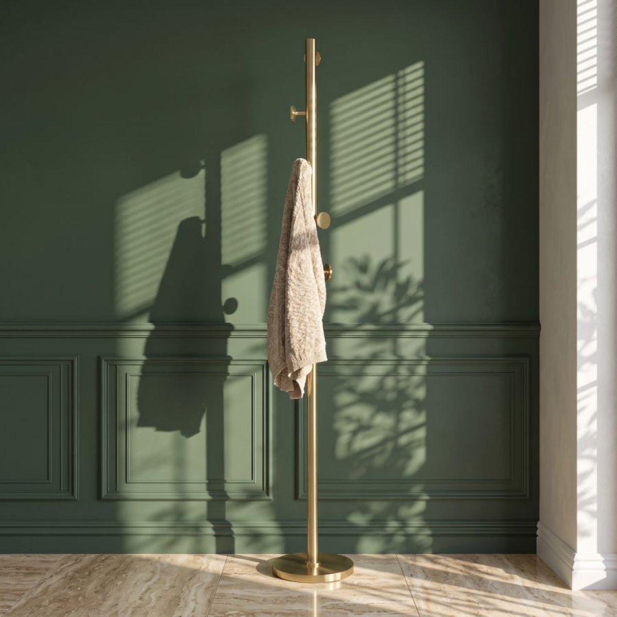 Porte-manteau sur pied 5 patères Kimi Doré