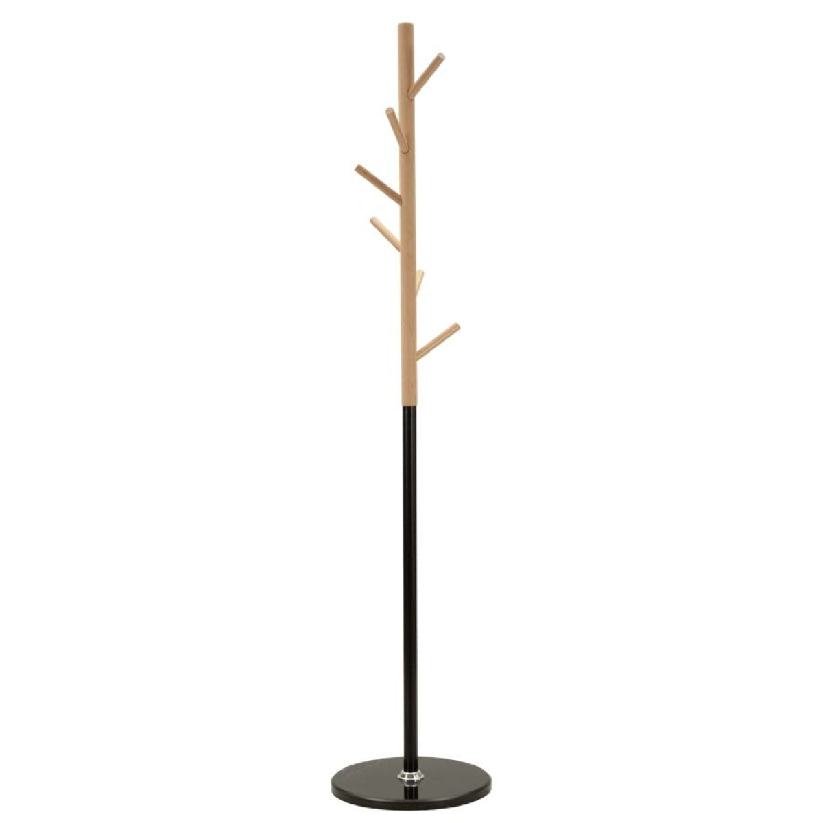 Porte-manteau sur pied 6 patères Bowie Noir et Bois - vue 2