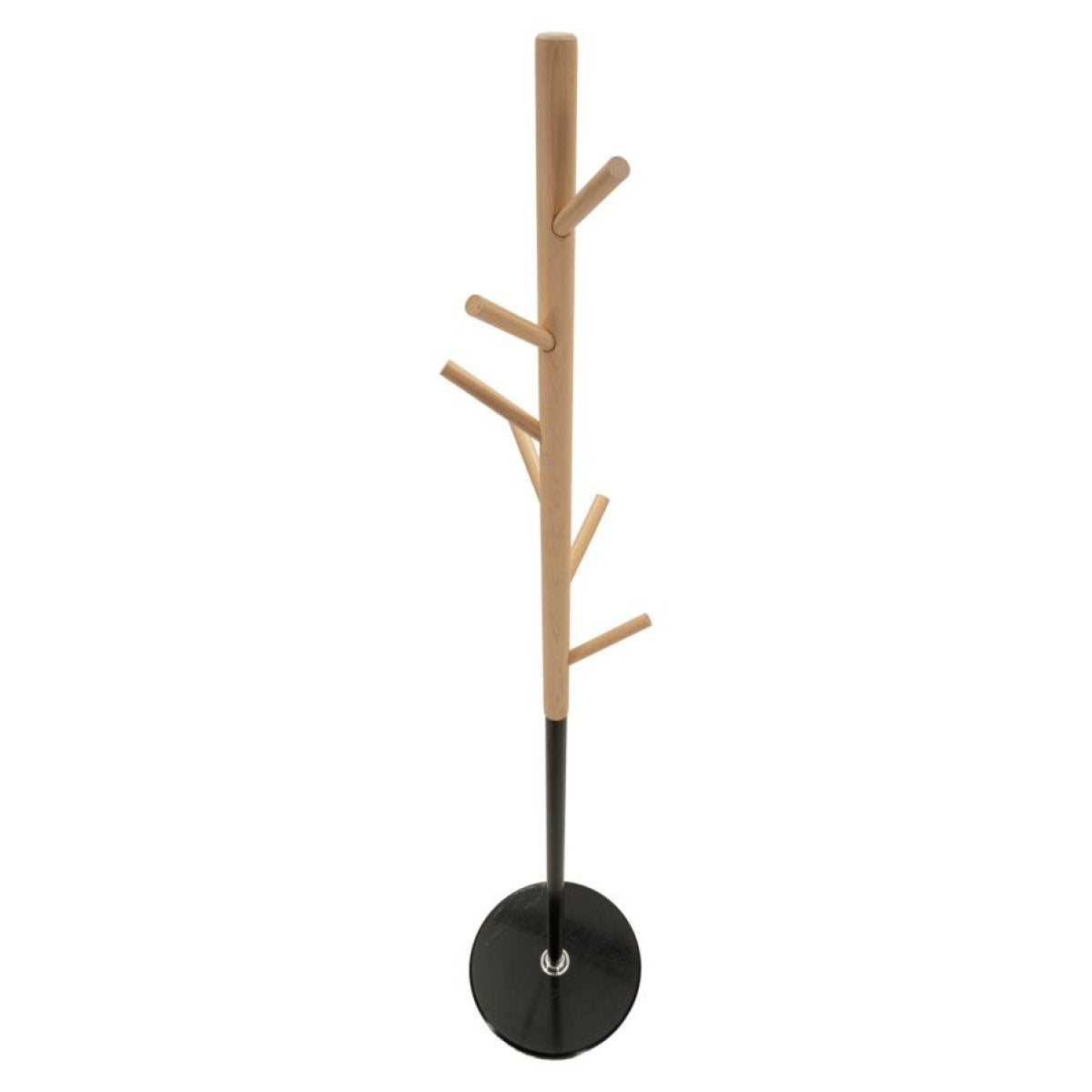 Porte-manteau sur pied 6 patères Bowie Noir et Bois - vue 3