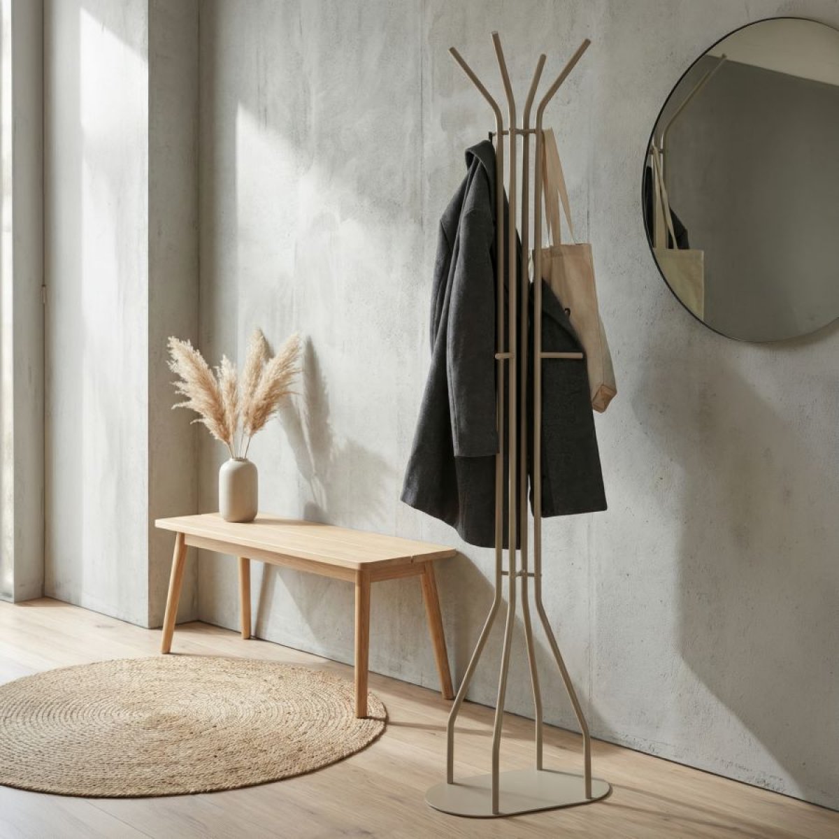 Porte-manteau sur pied 8 patères Aries Gris