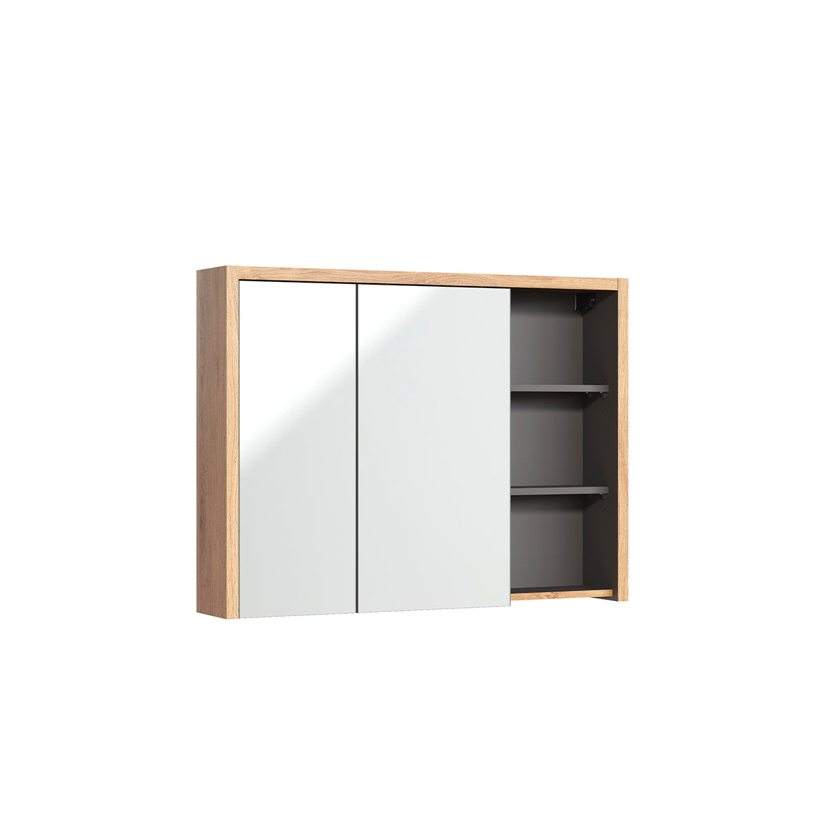 Miroir armoire murale 100 cm Rigel Bois et Anthracite