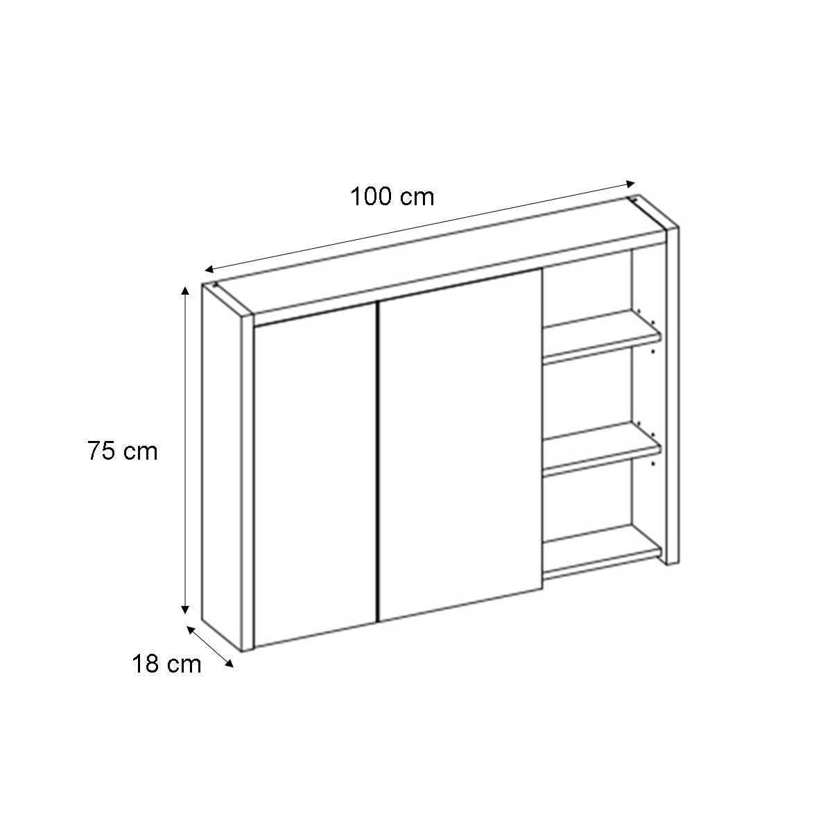 Miroir armoire murale 100 cm Rigel Bois et Anthracite - vue 3