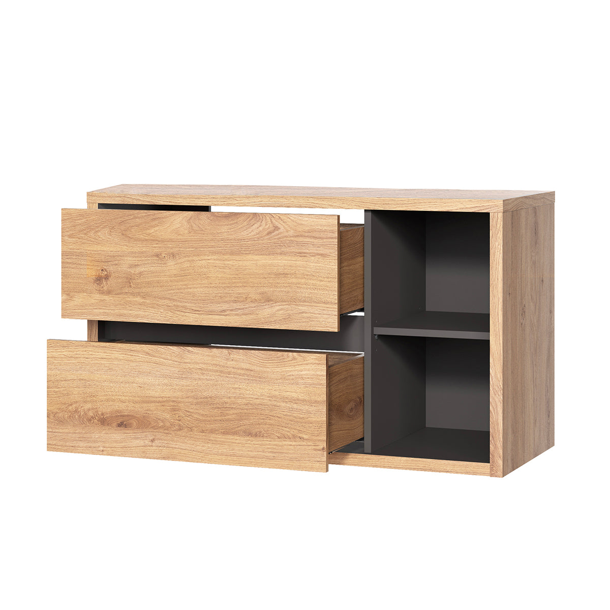 Meuble sous-vasque 100cm plan de toilette Rigel Bois et Anthracite - vue 2