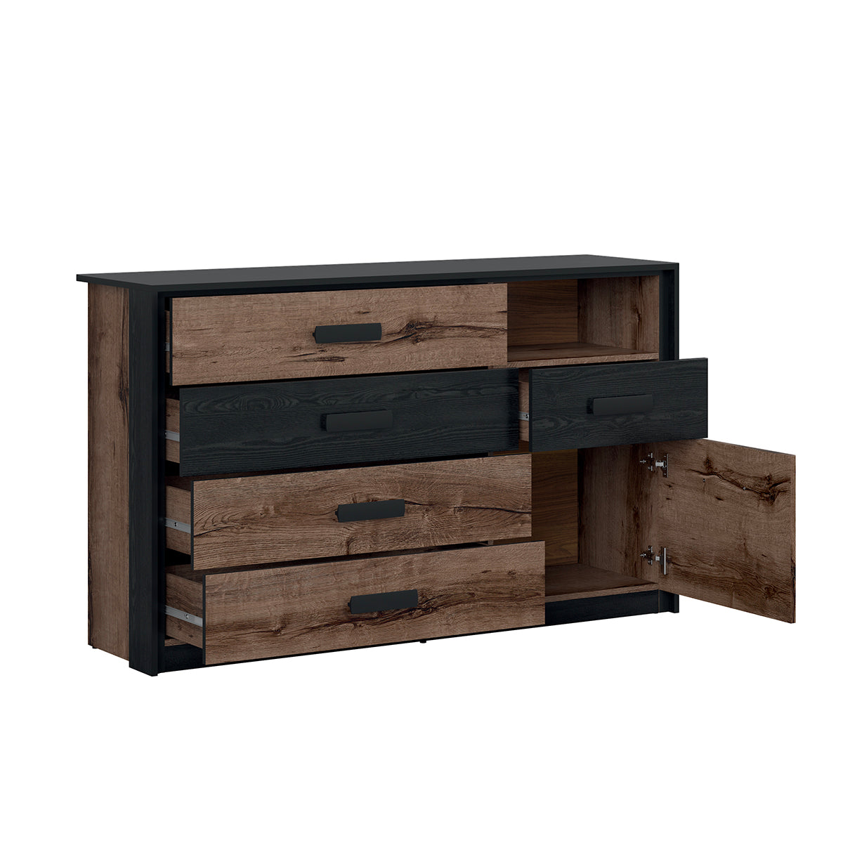Commode 5 tiroirs 1 porte Romane Bois - vue 2