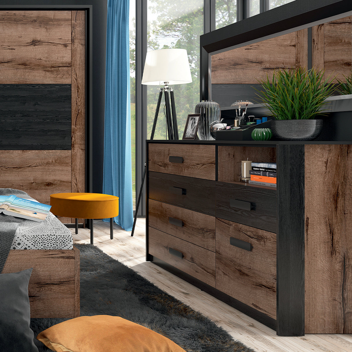 Commode 5 tiroirs 1 porte Romane Bois - vue 4