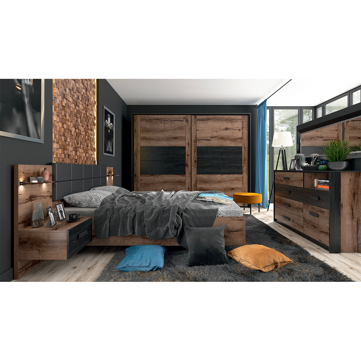 Commode 5 tiroirs 1 porte Romane Bois - vue 5