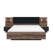Lit 160x200 chevet LED et prise USB inclus Romane Bois