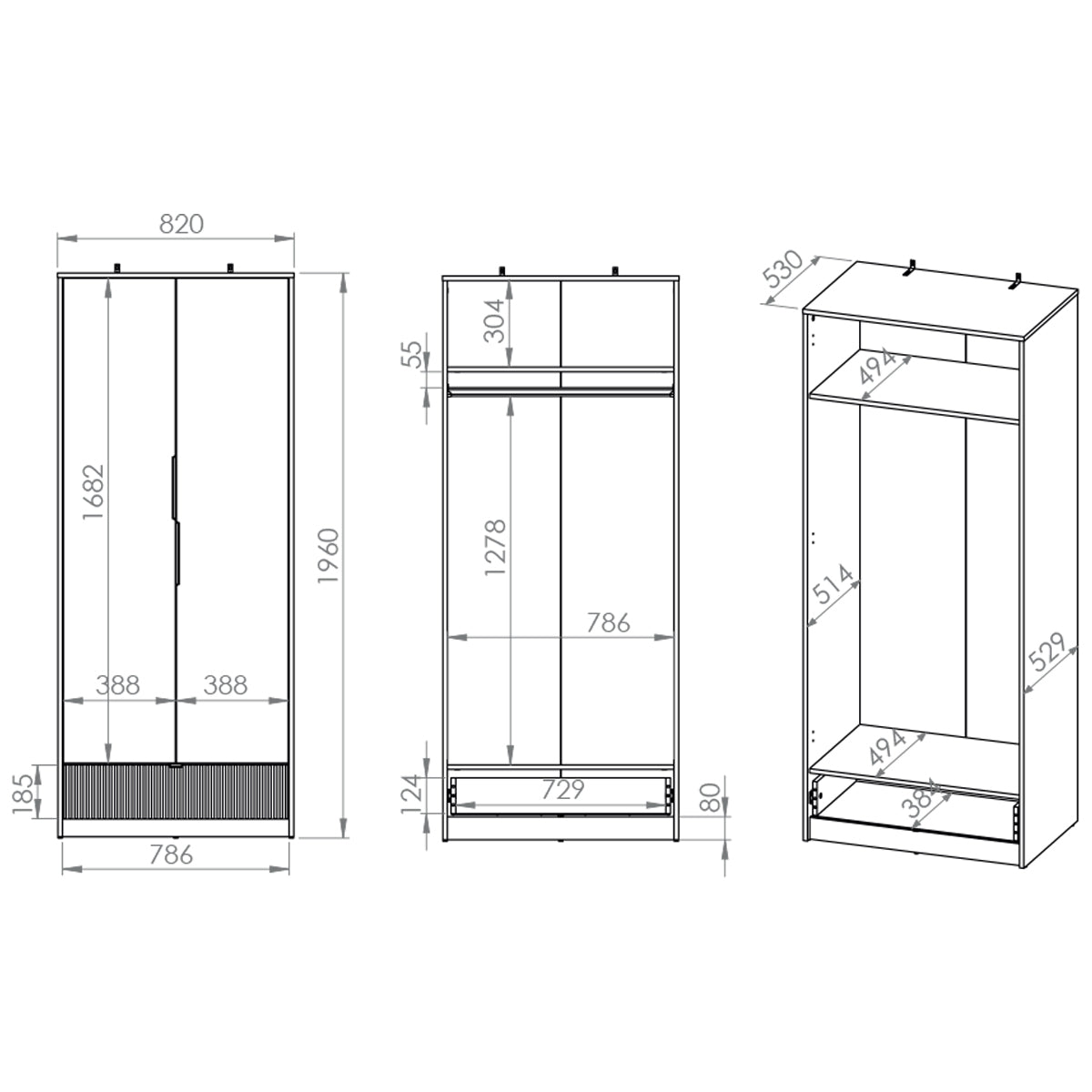 Armoire 2 portes 1 tiroir Ronan Blanc - vue 6