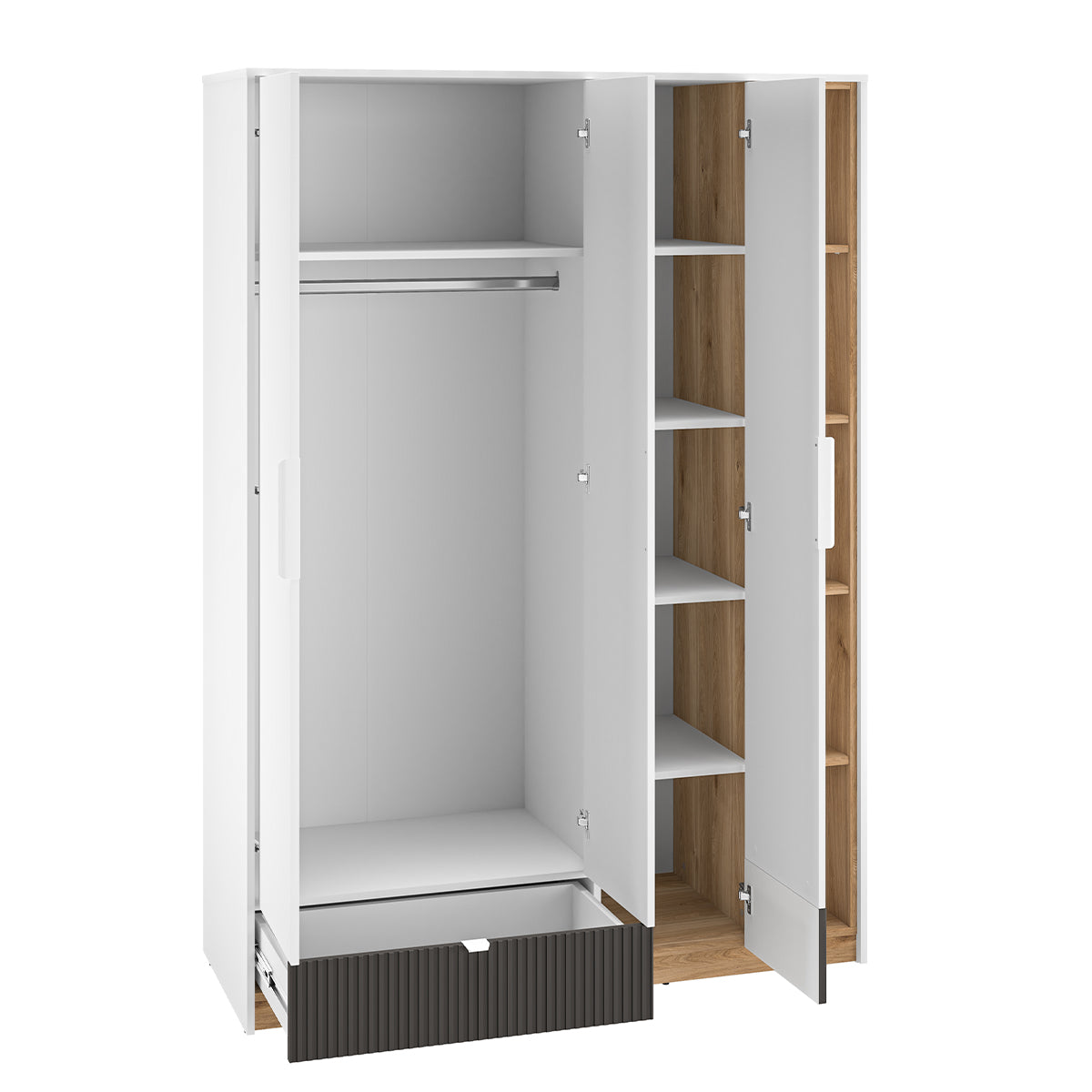 Armoire 3 portes 1 tiroir Ronan Blanc - vue 2