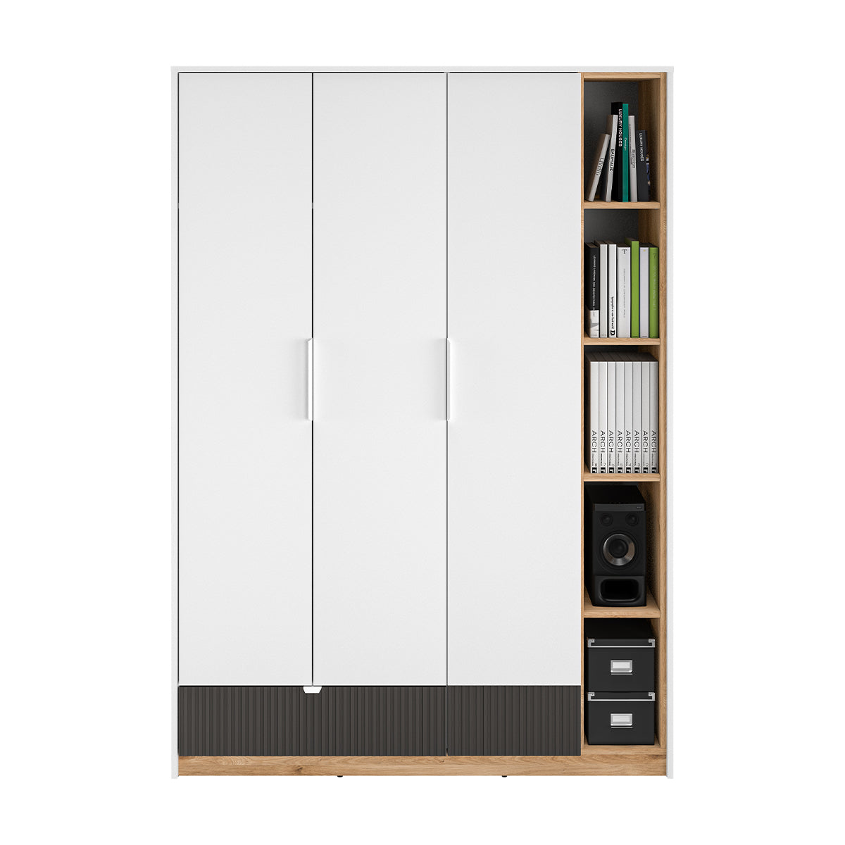 Armoire 3 portes 1 tiroir Ronan Blanc - vue 5