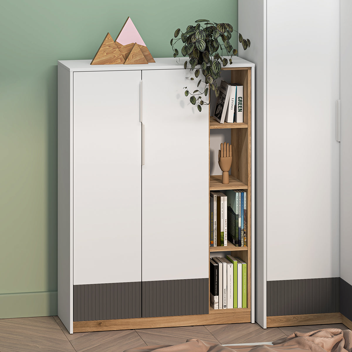 Armoire basse 2 portes 1 tiroir Ronan Blanc - vue 3