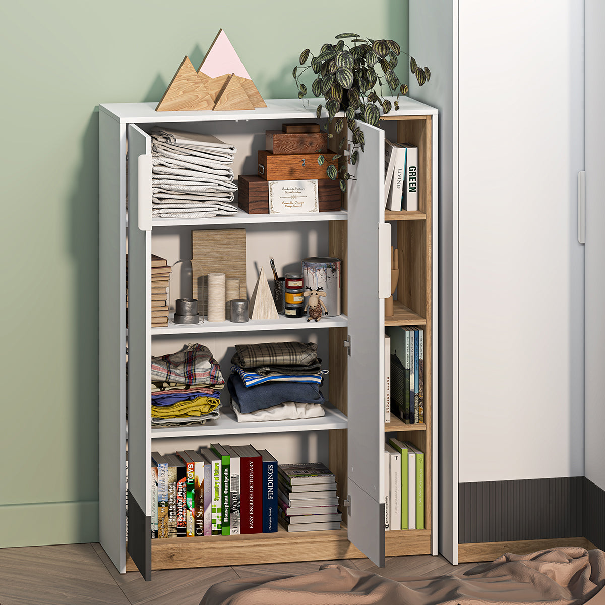 Armoire basse 2 portes 1 tiroir Ronan Blanc - vue 4
