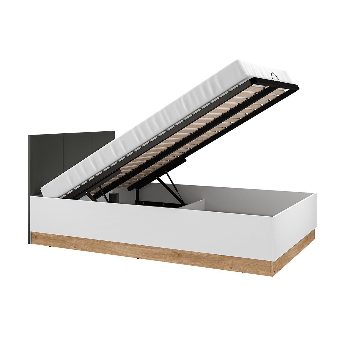 Lit coffre 120x200 sommier inclus Ronan Blanc - vue 2