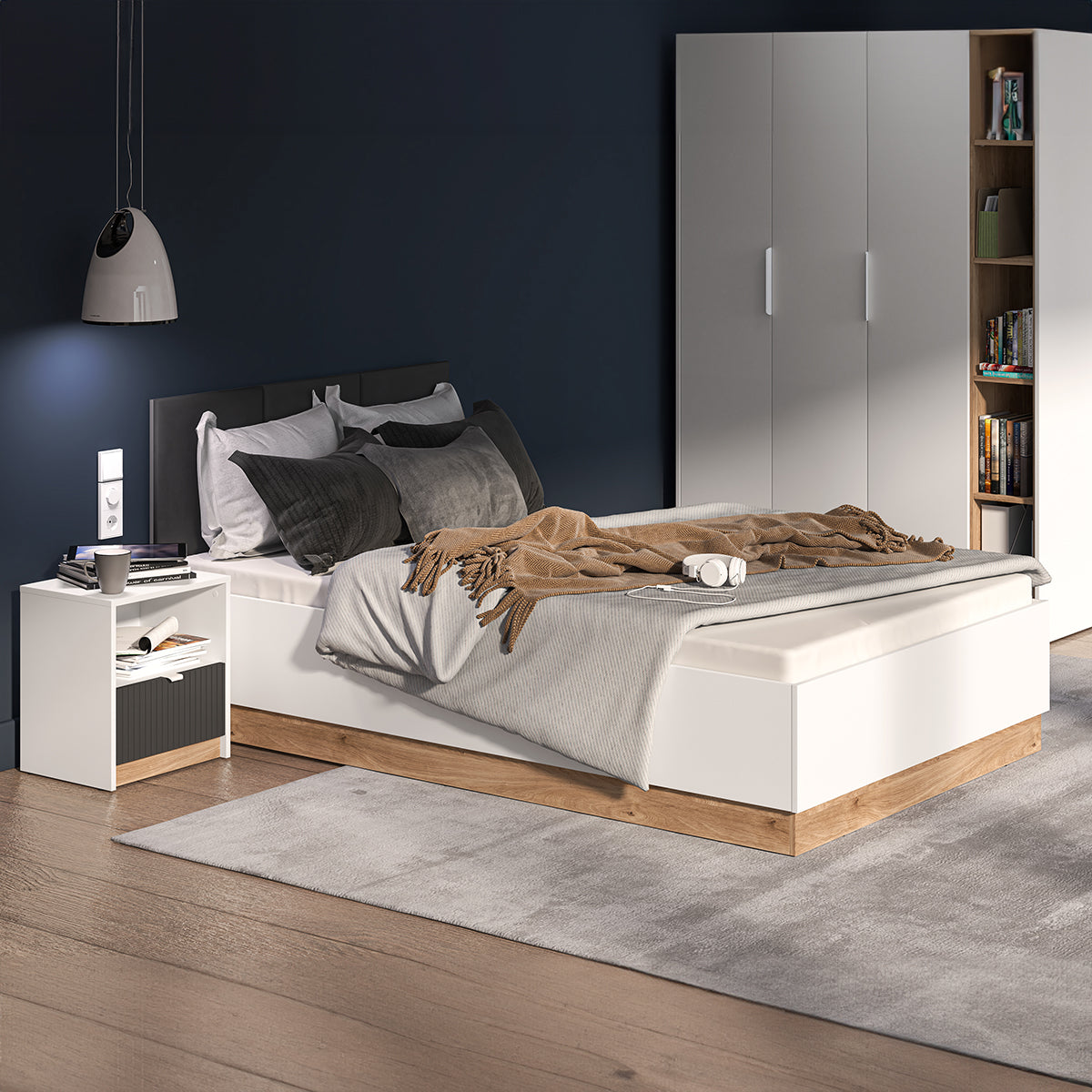 Lit coffre 120x200 sommier inclus Ronan Blanc - vue 3