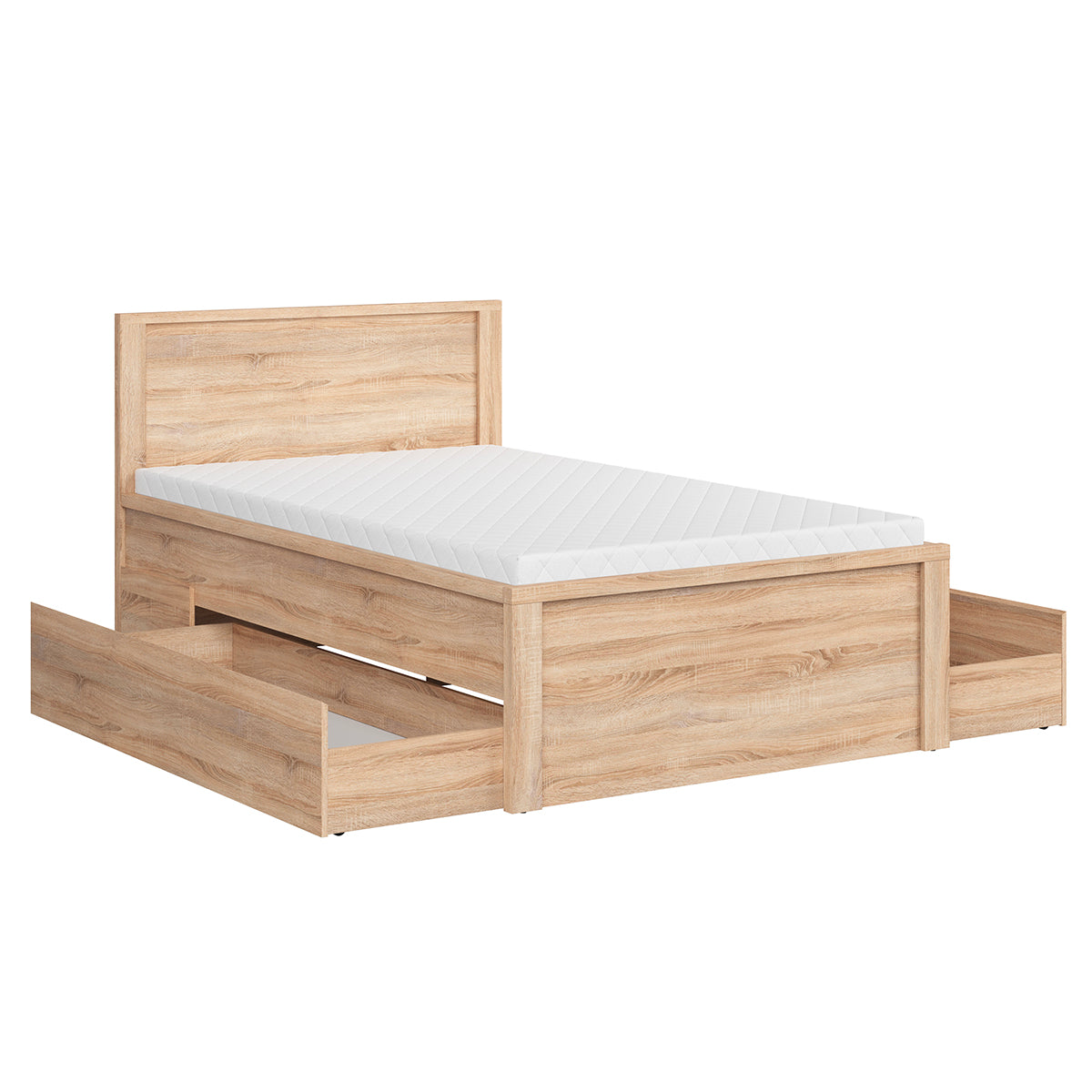 Lit 120x200 sommier et tiroirs inclus Soren Bois - vue 2
