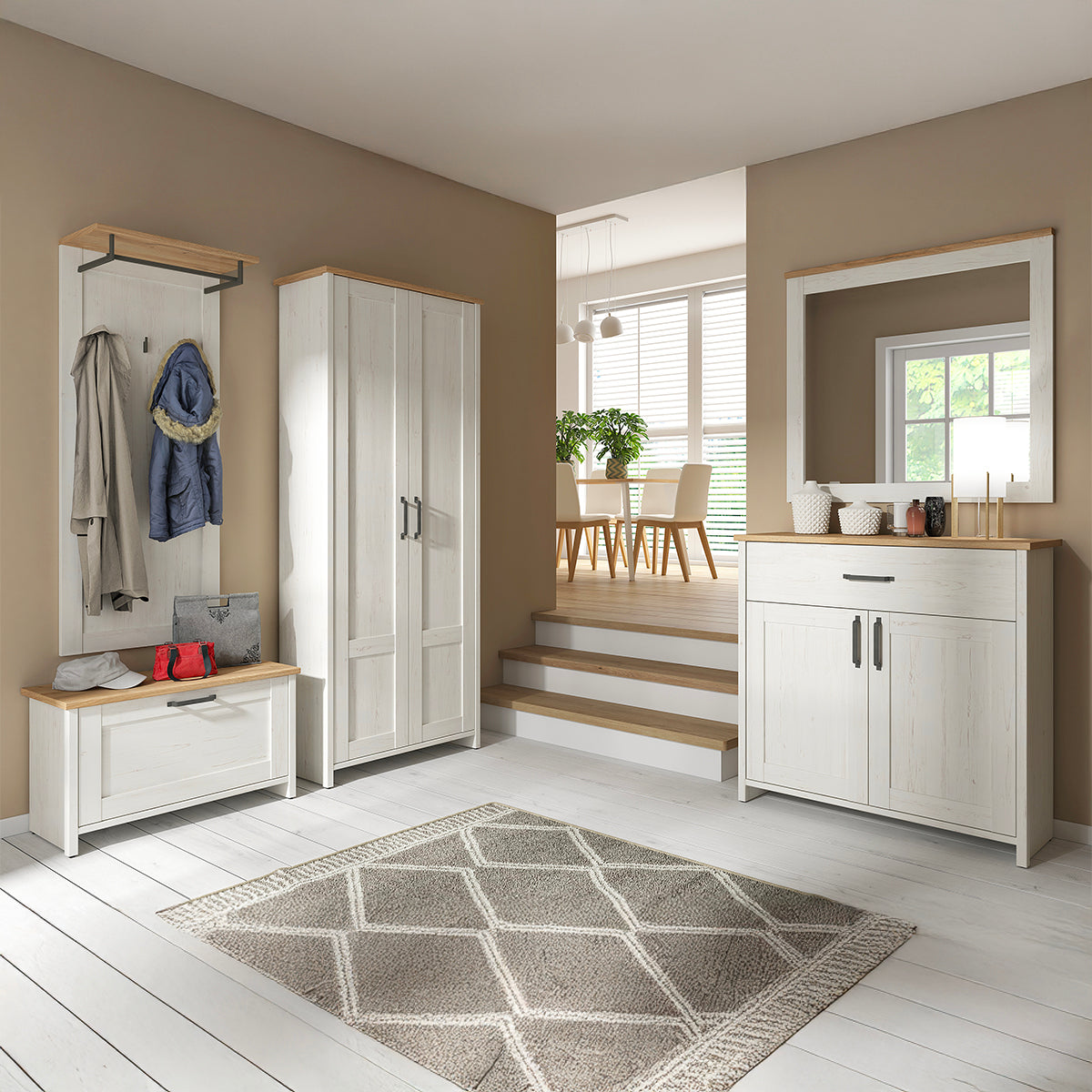 Armoire 2 portes Aksel Blanc et Bois - vue 4