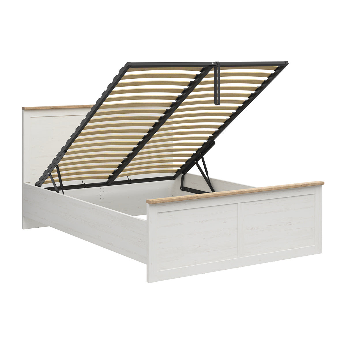 Lit coffre 160x200 sommier inclus Aksel Blanc