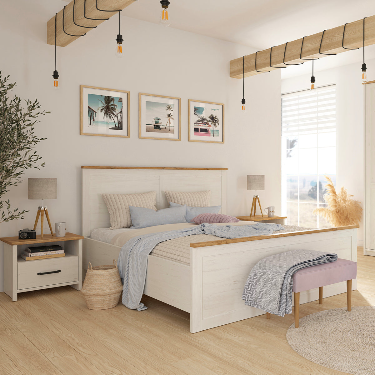 Lit coffre 180x200 sommier inclus Aksel Blanc - vue 4