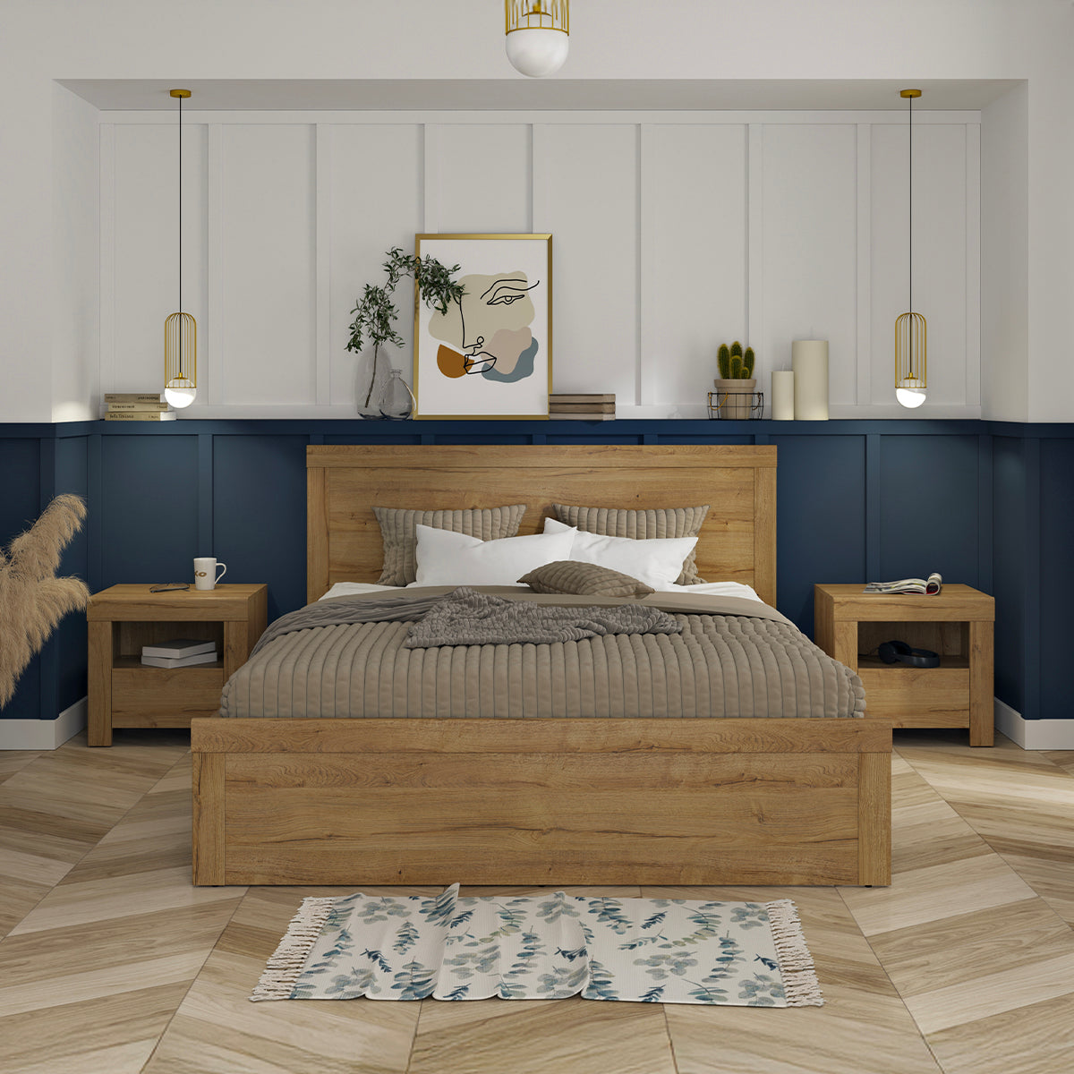 Lit 180x200 sommier et tiroirs inclus Hella Bois - vue 4