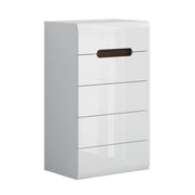 Chiffonnier 5 tiroirs Darrel Blanc laqué et Bois