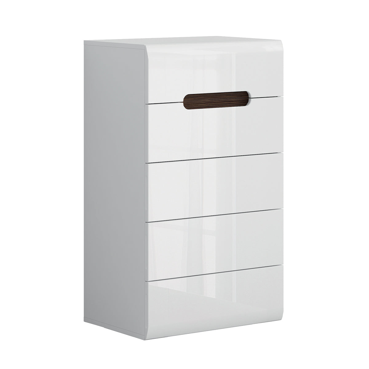 Chiffonnier 5 tiroirs Darrel Blanc laqué et Bois