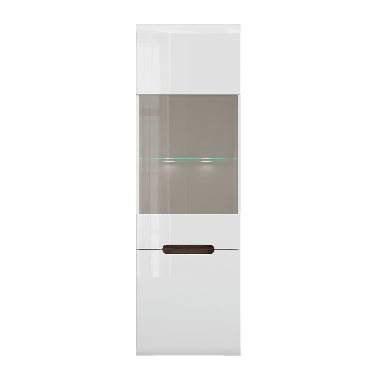 Vitrine 2 portes avec LED Darrel Blanc laqué et Bois - vue 2