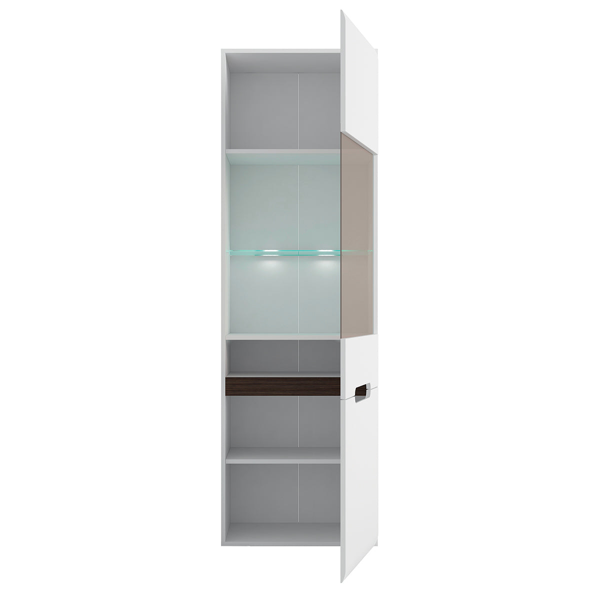 Vitrine 2 portes avec LED Darrel Blanc laqué et Bois - vue 3