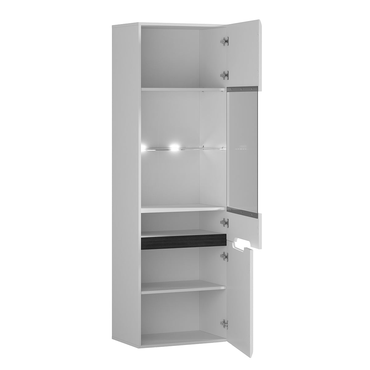 Vitrine 2 portes avec LED Darrel Blanc laqué et Bois - vue 4