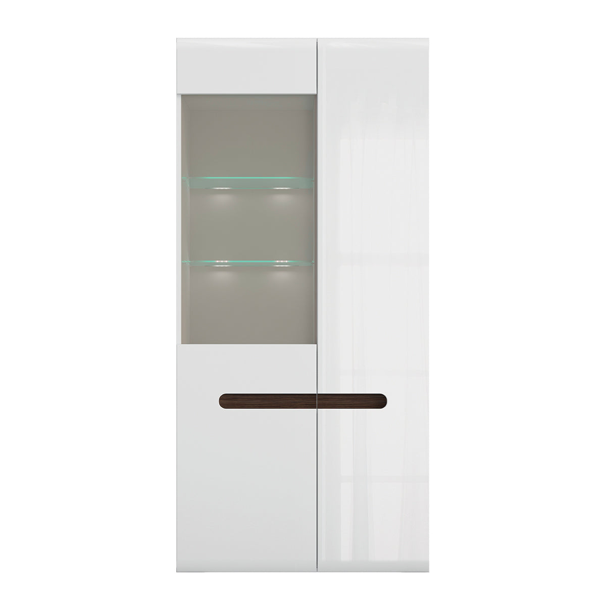 Vaisselier 2 portes avec LED Darrel Blanc laqué et Bois - vue 2
