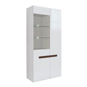 Vaisselier 2 portes avec LED Darrel Blanc laqué et Bois