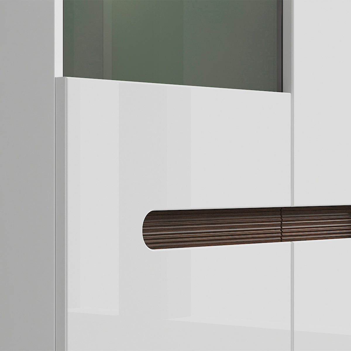 Vaisselier 2 portes avec LED Darrel Blanc laqué et Bois - vue 4