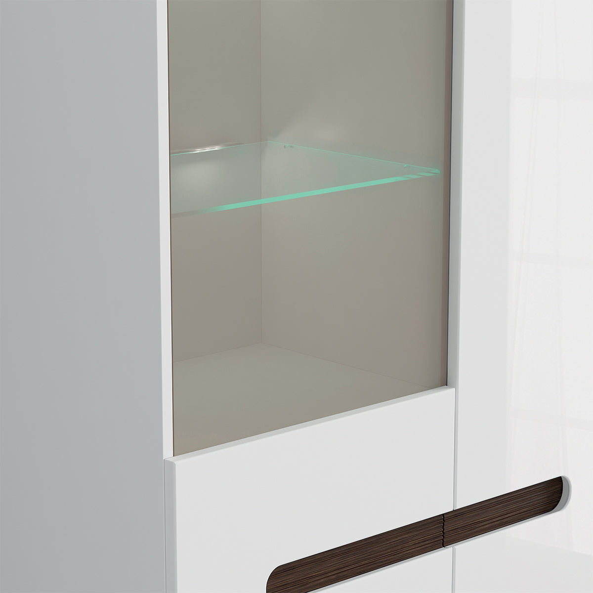 Vaisselier 2 portes avec LED Darrel Blanc laqué et Bois - vue 6