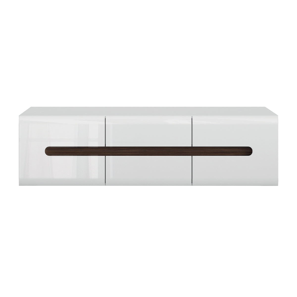 Meuble TV 2 portes 2 tiroirs 150 cm Darrel Blanc laqué et Bois - vue 2