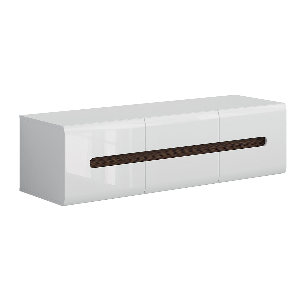 Meuble TV 2 portes 2 tiroirs 150 cm Darrel Blanc laqué et Bois