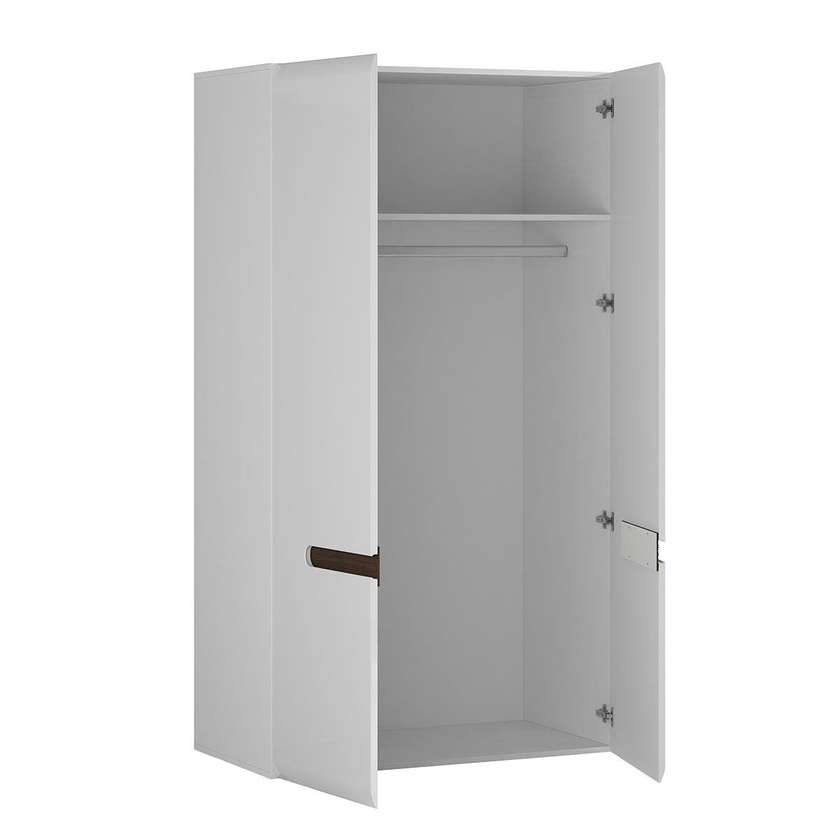 Armoire 2 portes Darrel Blanc laqué et Bois - vue 2