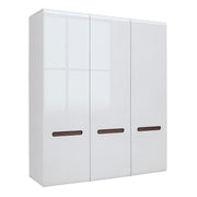 Armoire 3 portes Darrel Blanc laqué et Bois