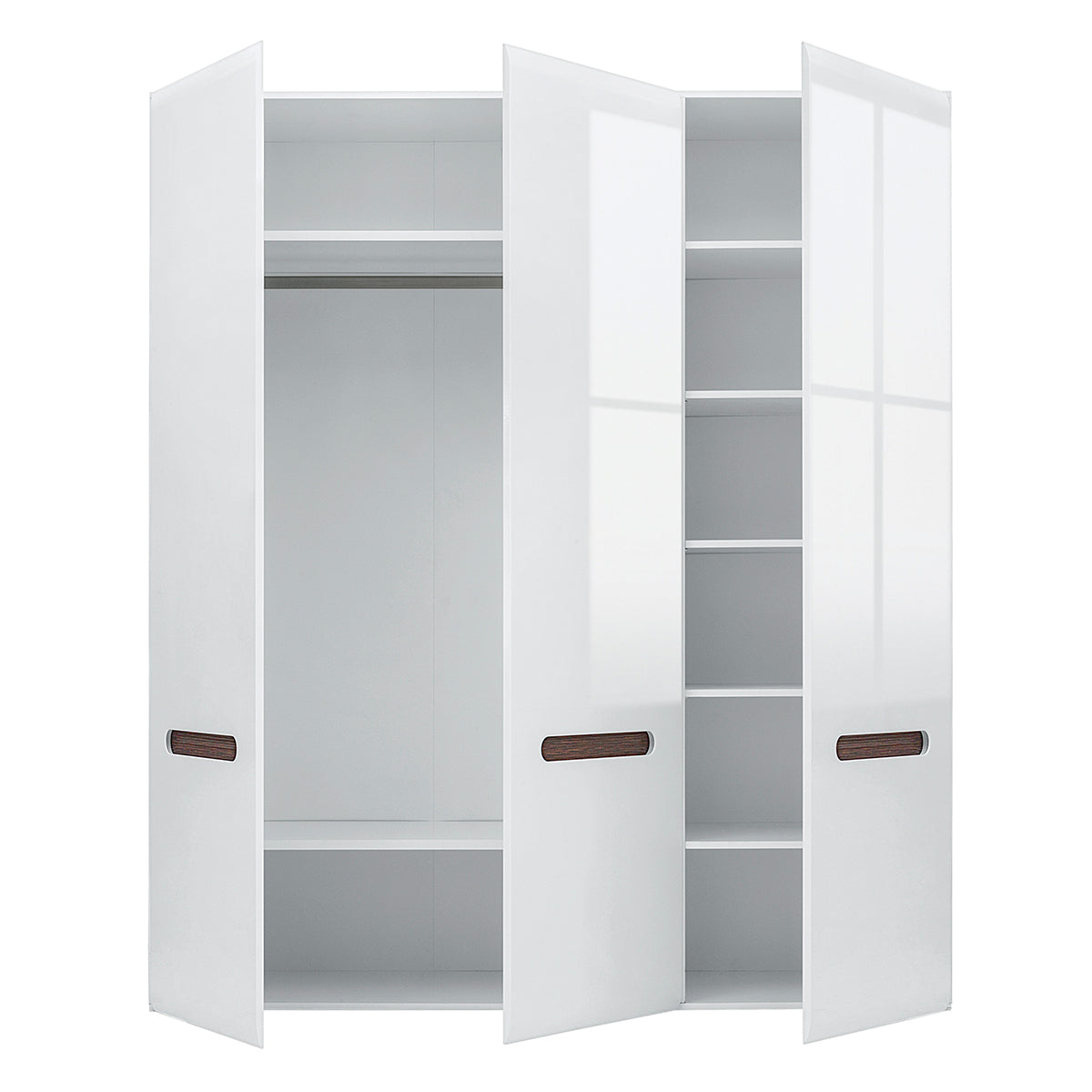 Armoire 3 portes Darrel Blanc laqué et Bois - vue 2
