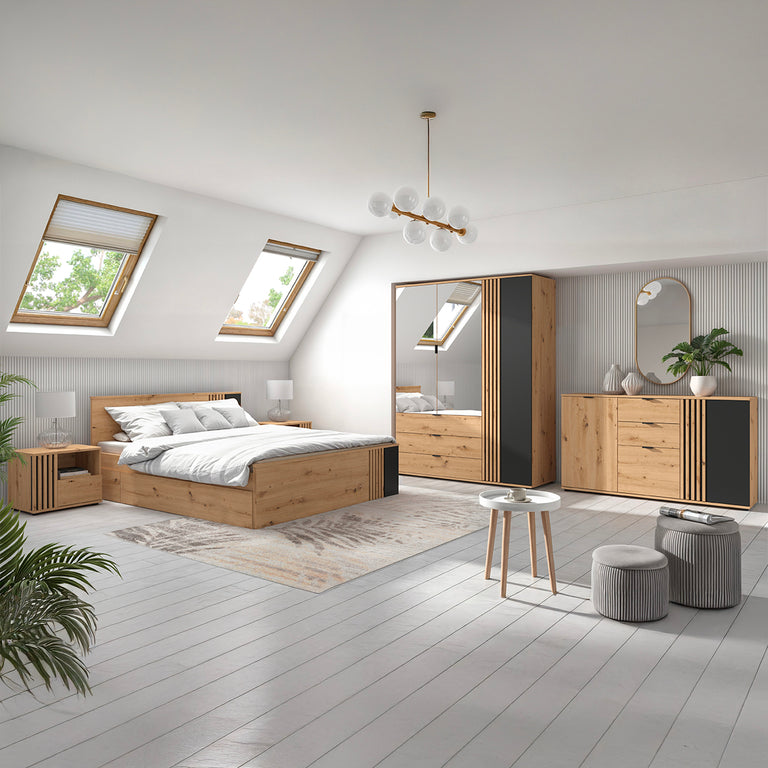 Buffet 3 portes 2 tiroirs Ezra Bois - vue 6