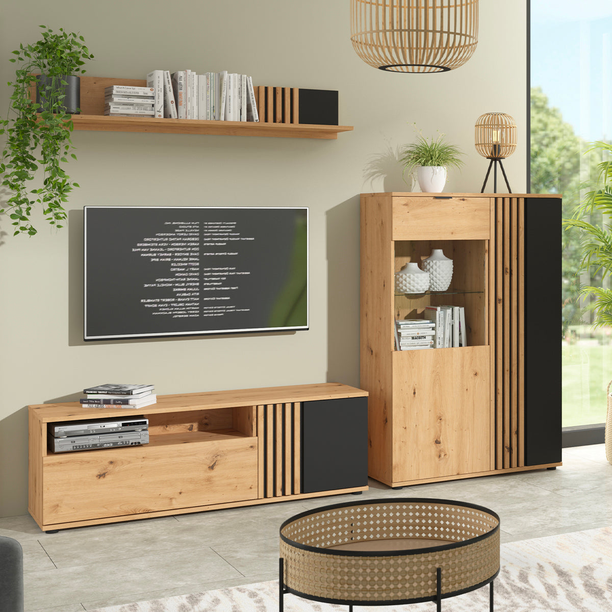 Meuble TV 1 porte 1 tiroir 135 cm Ezra Bois - vue 4