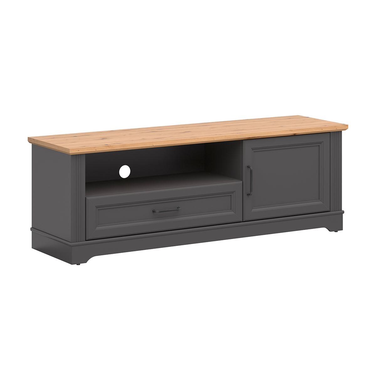 Meuble TV 1 porte 1 tiroir 150 cm Charlie Gris Anthracite