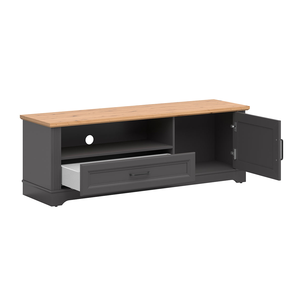 Meuble TV 1 porte 1 tiroir 150 cm Charlie Gris Anthracite - vue 2