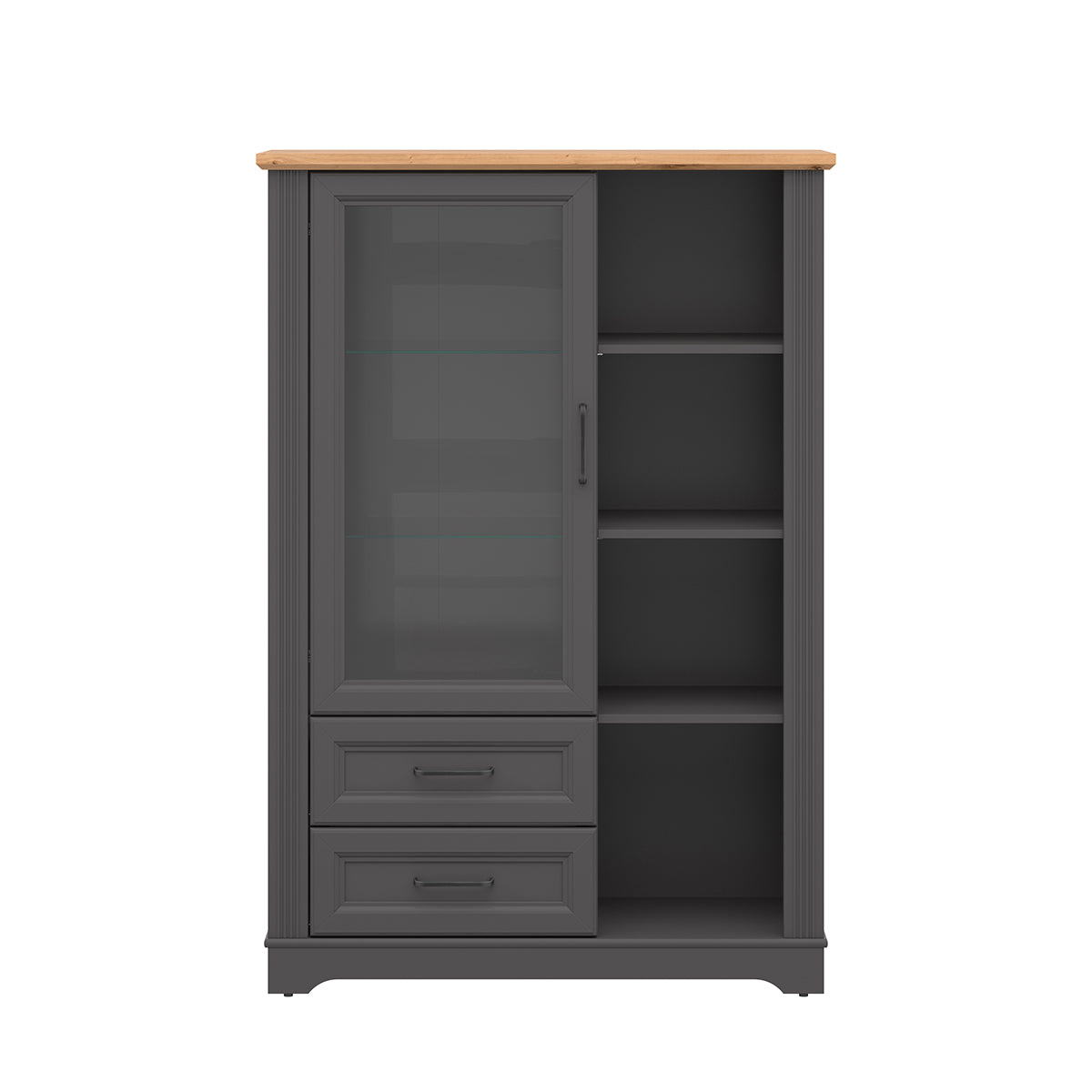 Vaisselier bas 1 porte 2 tiroirs Charlie Gris Anthracite - vue 3