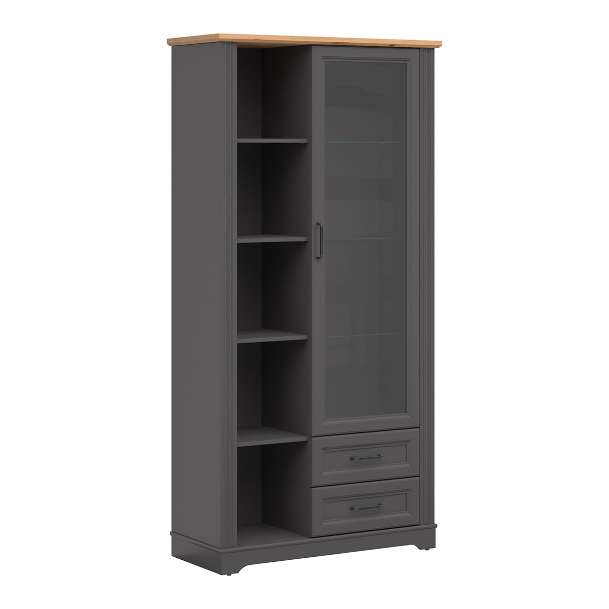 Vaisselier 1 porte 2 tiroirs Charlie Gris Anthracite
